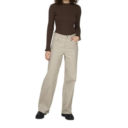 Beige Cotton Relaxed Fit Jean