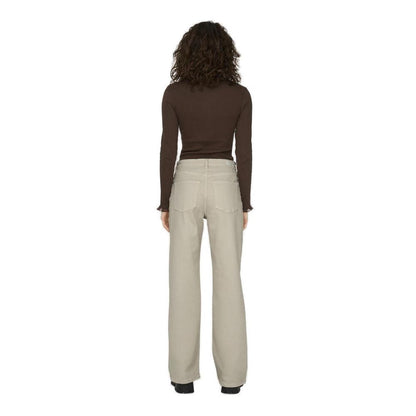 Beige Cotton Relaxed Fit Jean