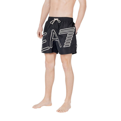 Black Polyester Swim Short