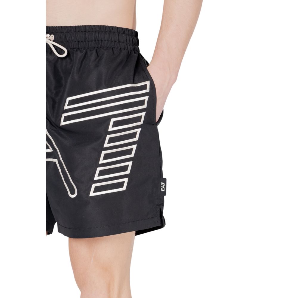 Black Polyester Swim Short