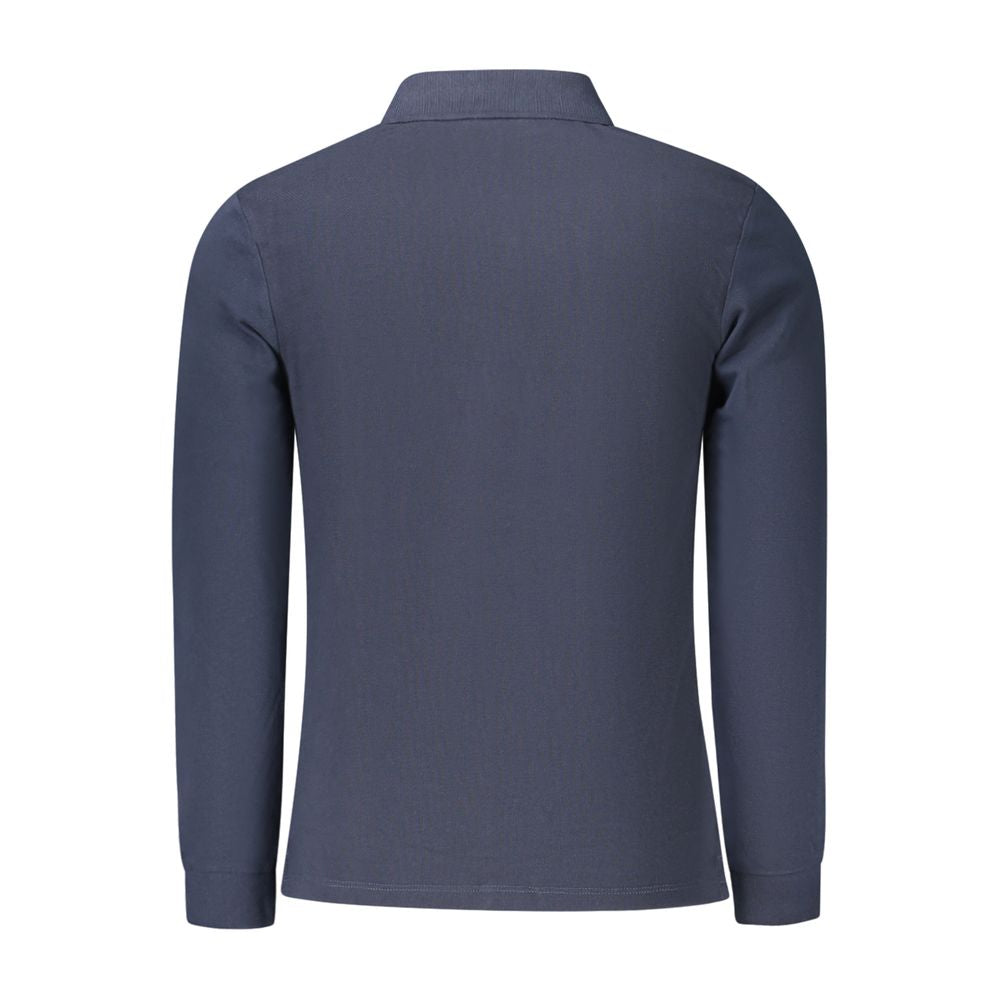Blue Cotton Men Polo Shirt