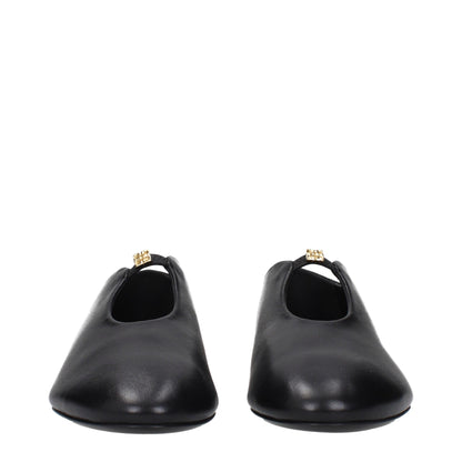 Black Leather Ballet Flats
