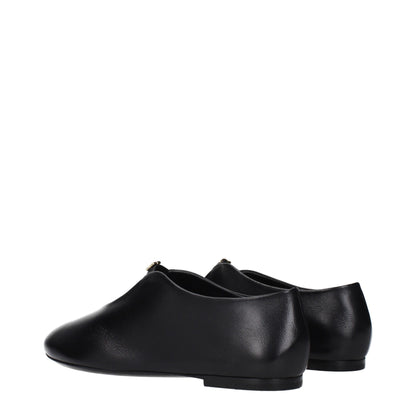Black Leather Ballet Flats
