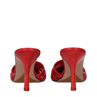 Red Leather Stiletto Heels Sandals