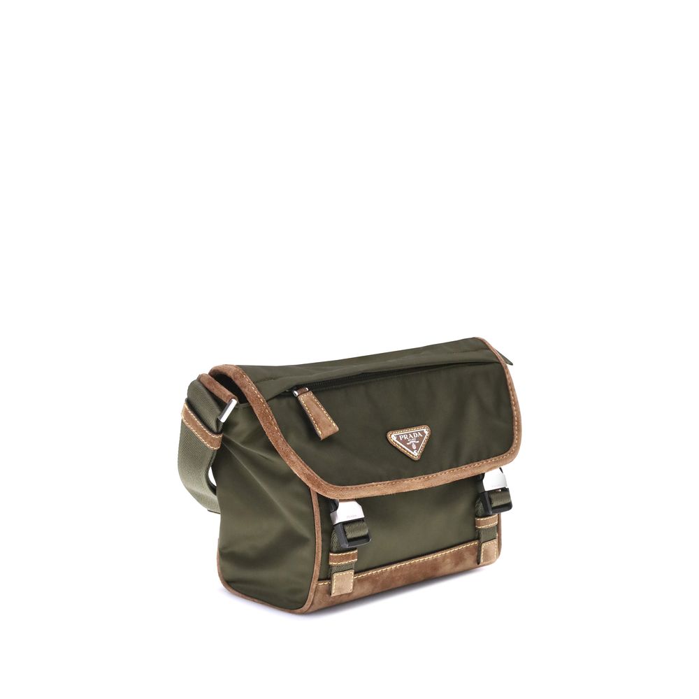 Re-Nylon and leather medium Shoulder Bag