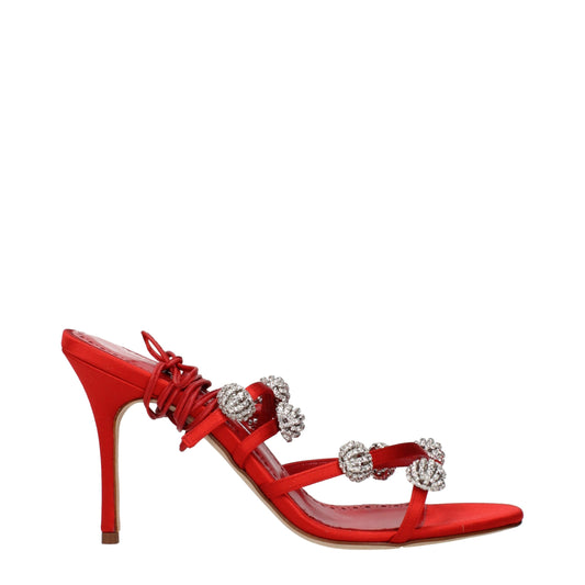 Red Satin Stiletto Heels Sandals