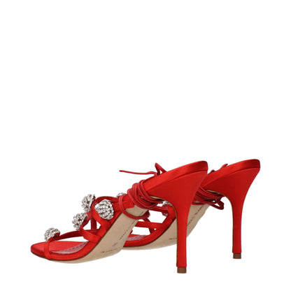 Red Satin Stiletto Heels Sandals