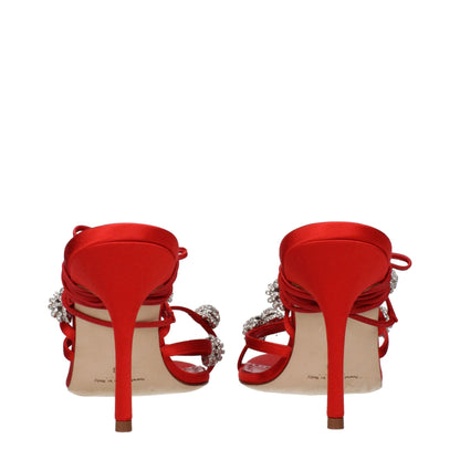 Red Satin Stiletto Heels Sandals