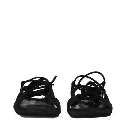 Black Leather Flat Sandals