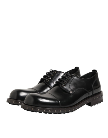 Black Leather Studded Men Formal Derby Shoes
