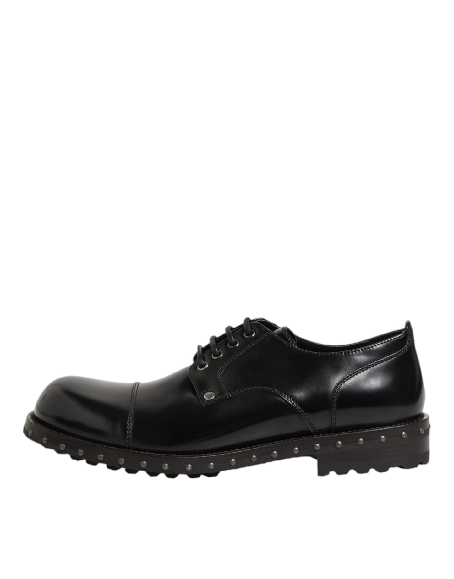 Black Leather Studded Men Formal Derby Shoes
