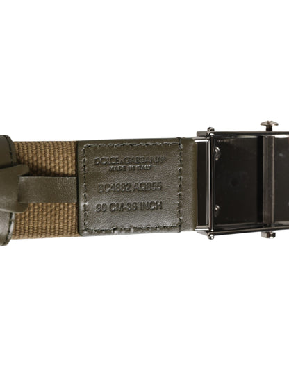 Military Green Nylon Logo Metal Buckle Belt