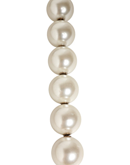 Black Leather Pearl Chain Bag Accessory Shoulder Strap