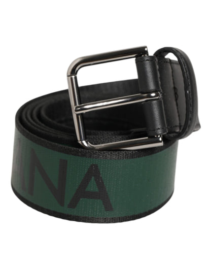 Green Black Classic Metal Logo Buckle Belt