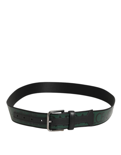 Green Black Classic Metal Logo Buckle Belt