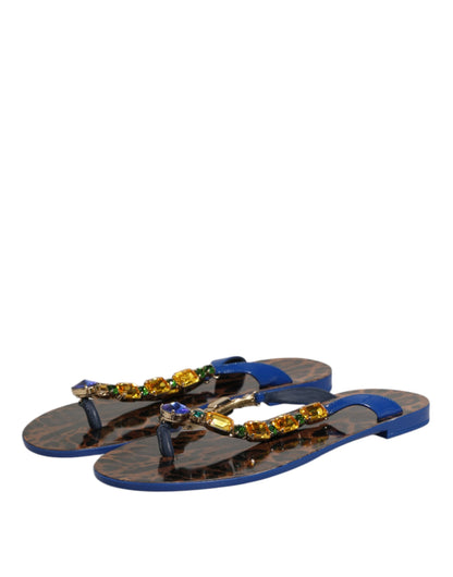 Blue Crystals Flats Sandals Beachwear Shoes