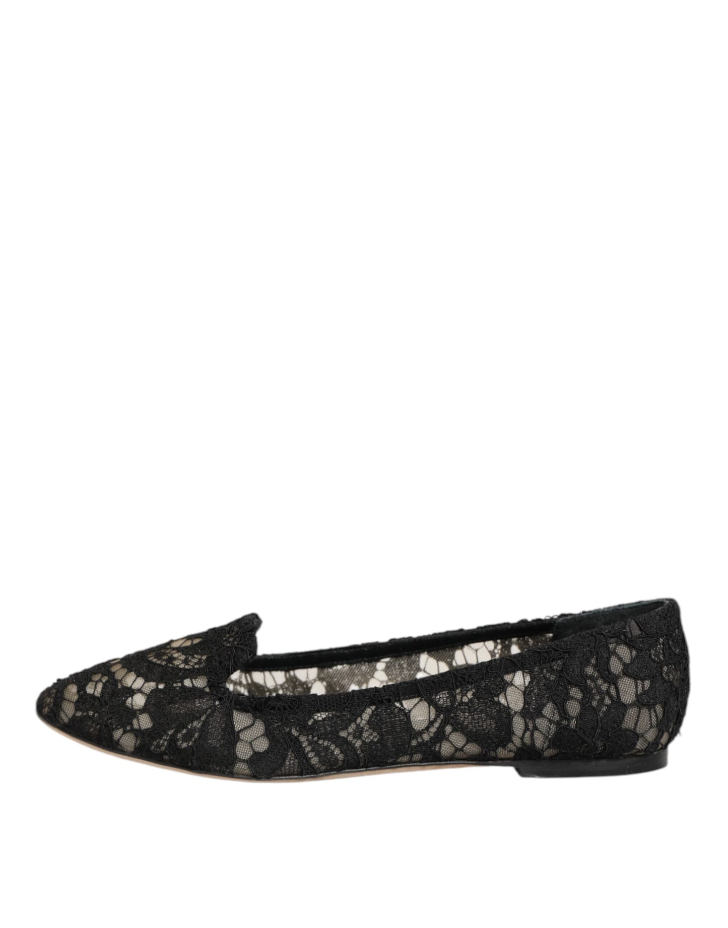 Black Taormina Lace Slip On Flats Shoes
