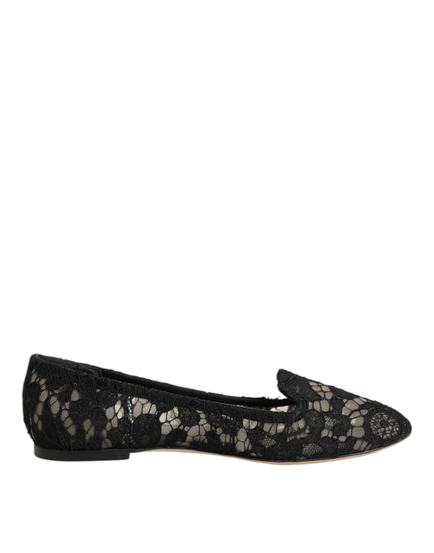 Black Taormina Lace Slip On Flats Shoes