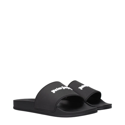 Black Cotton Slippers Sandals