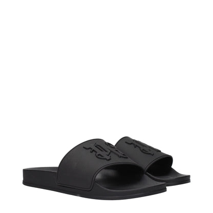 Black Cotton Slippers Sandals