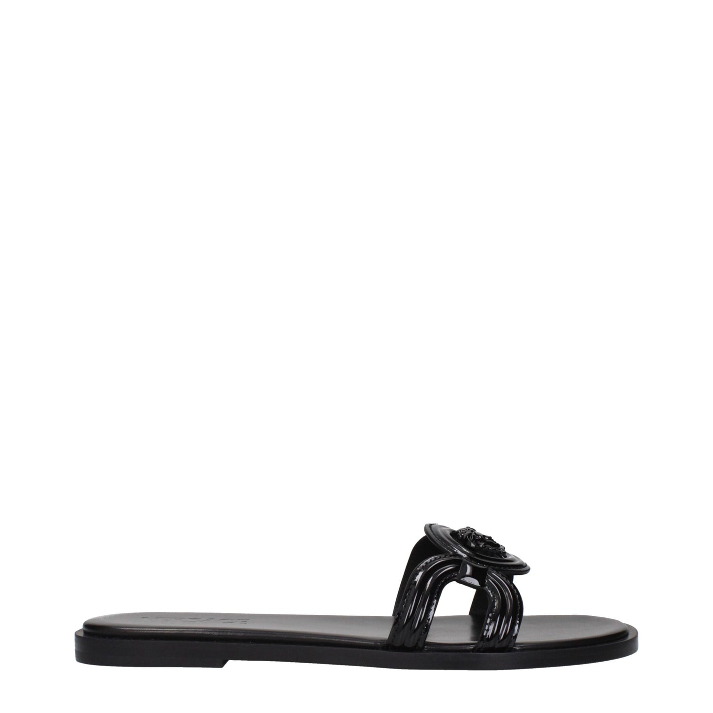 Black Leather Slippers Sandals