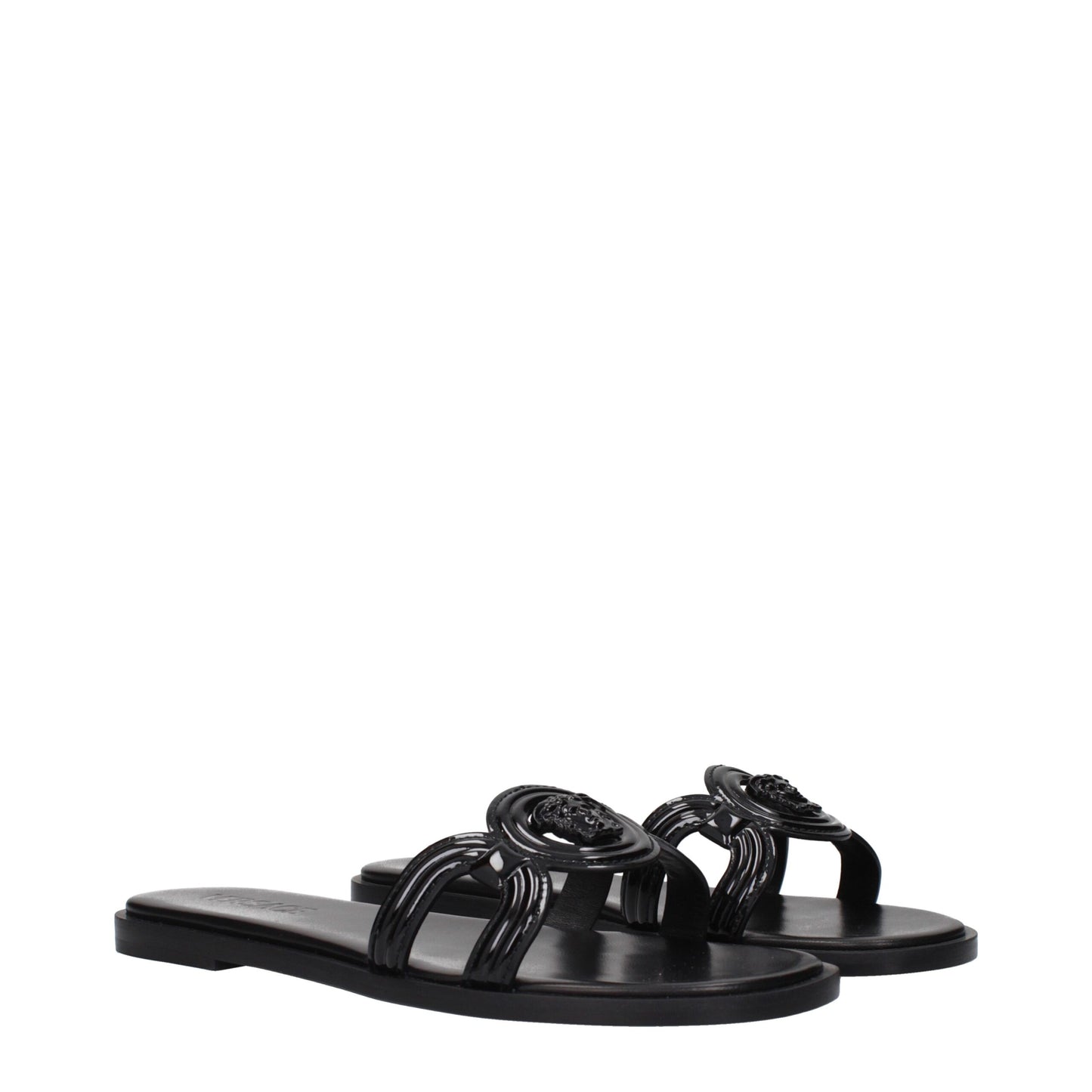 Black Leather Slippers Sandals