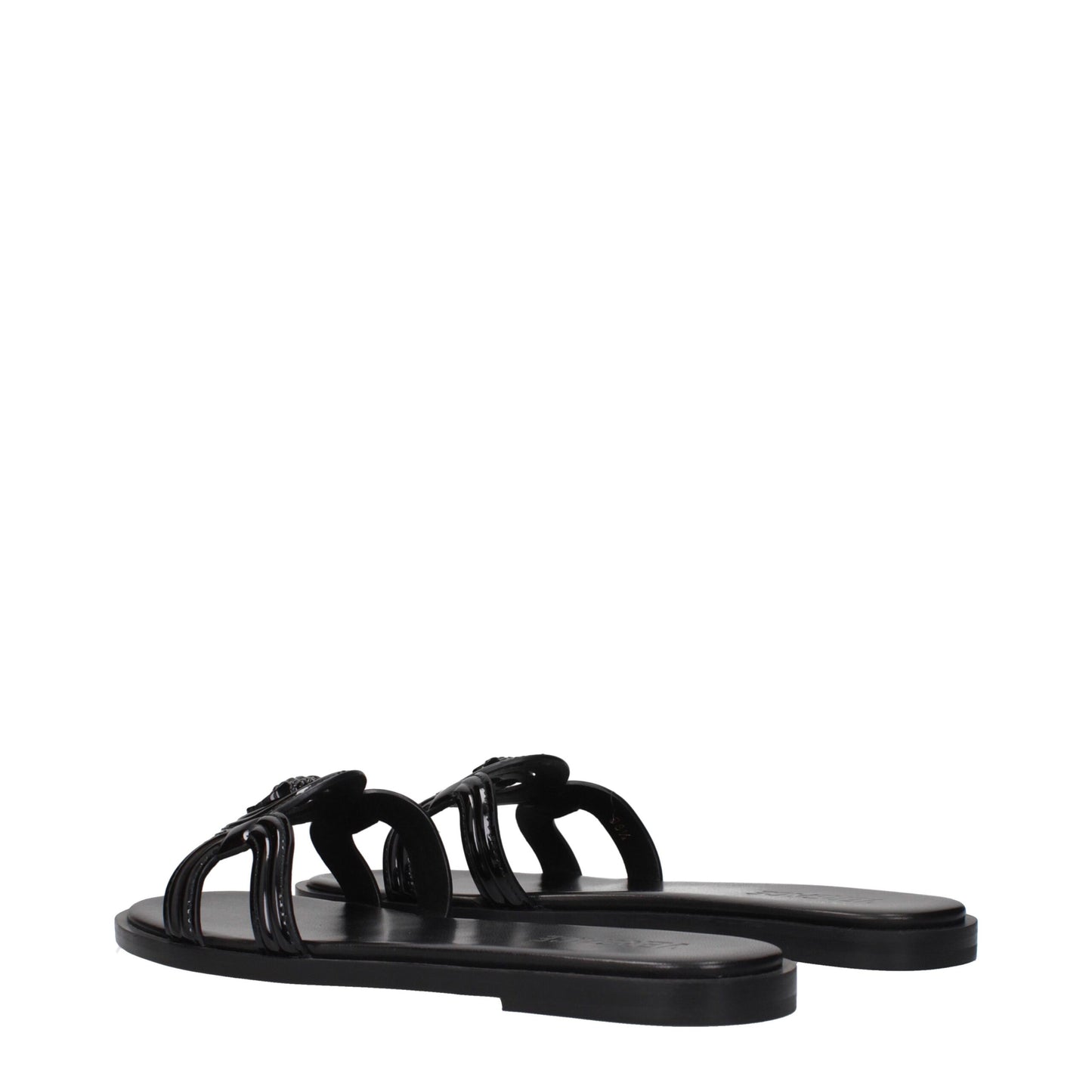 Black Leather Slippers Sandals