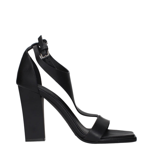 Black Leather Stiletto Heels Sandals
