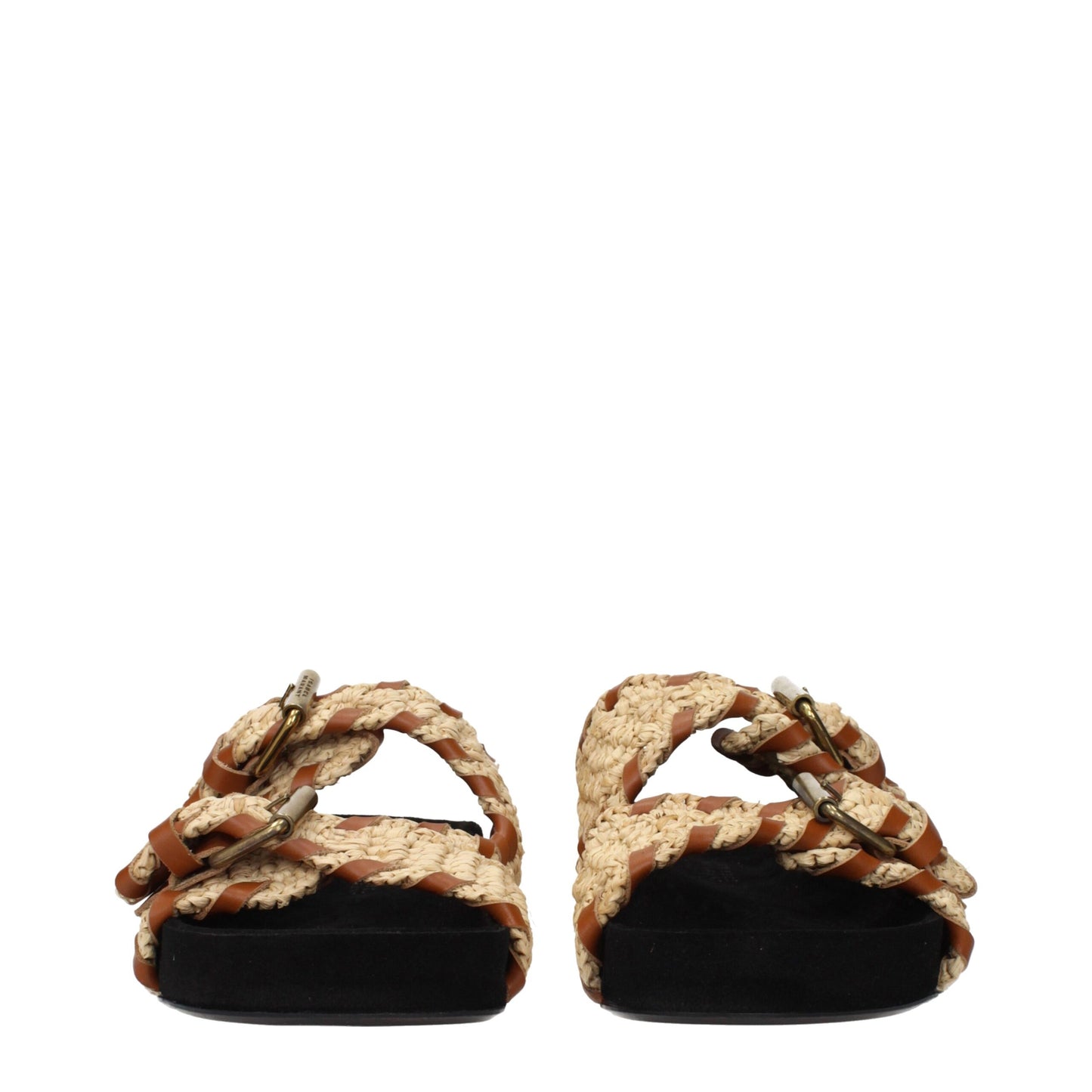 Beige Raffia Slippers Sandals