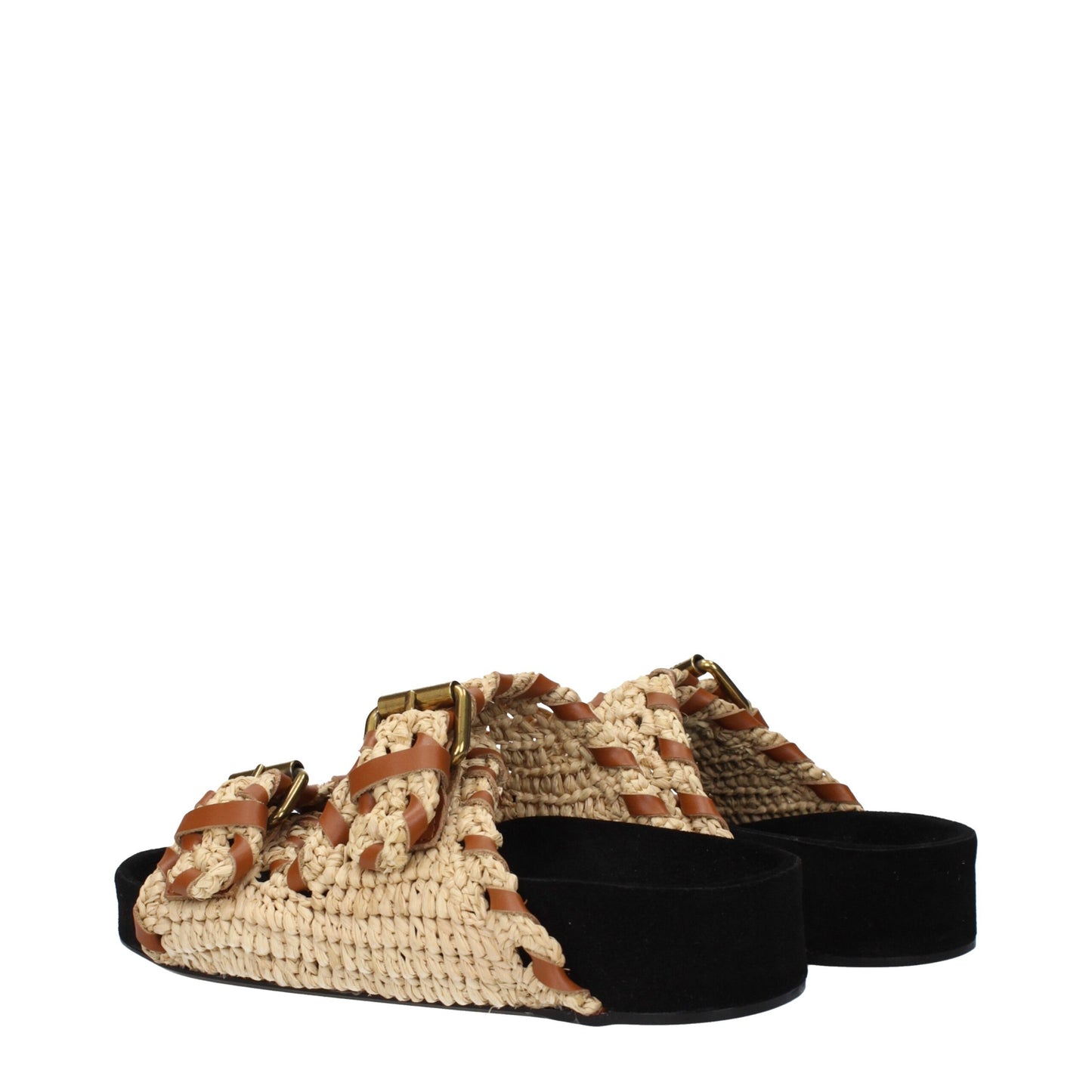 Beige Raffia Slippers Sandals