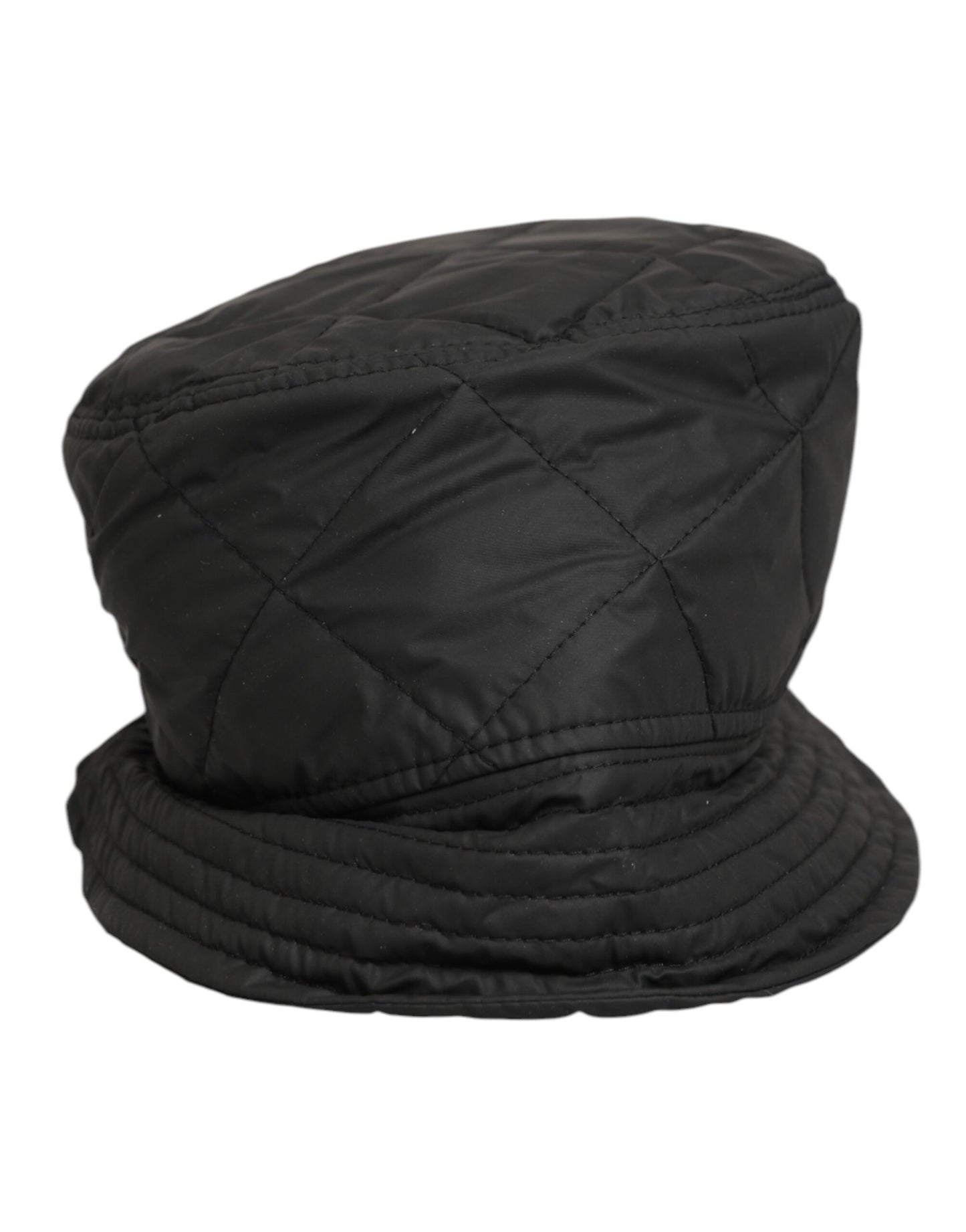 Black Nylon Quilted Bucket Men Capello Hat
