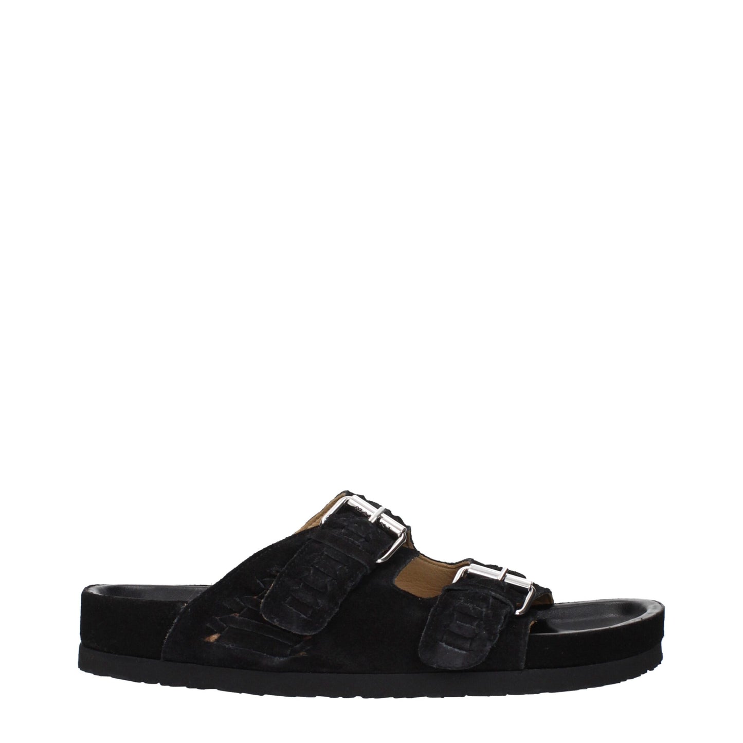 Black Leather Slippers Sandals