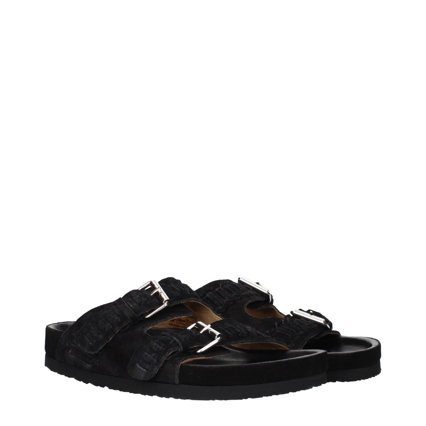 Black Leather Slippers Sandals