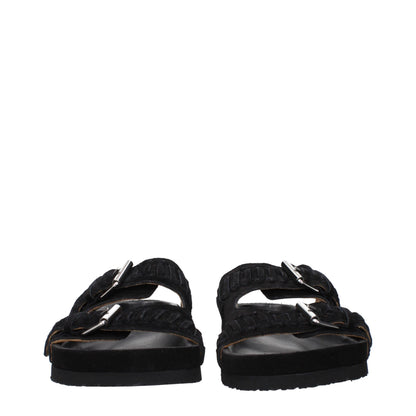 Black Leather Slippers Sandals