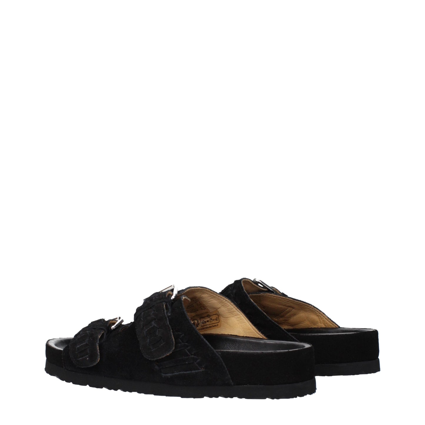 Black Leather Slippers Sandals