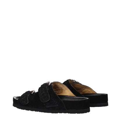 Black Leather Slippers Sandals