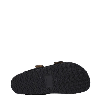 Black Leather Slippers Sandals