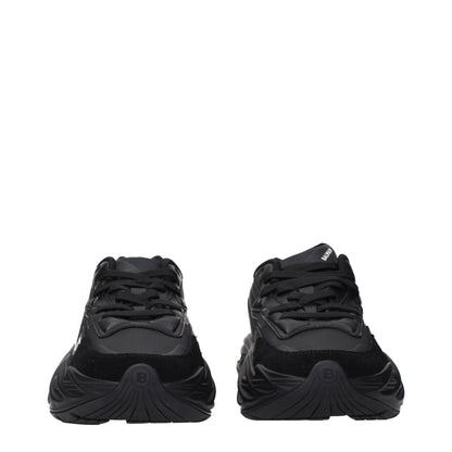 Black Leather Athletic Sneakers