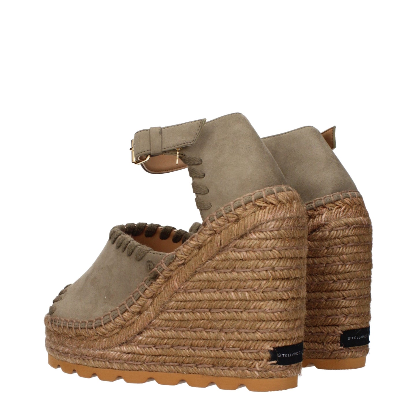 Green Leather Wedges Sandals