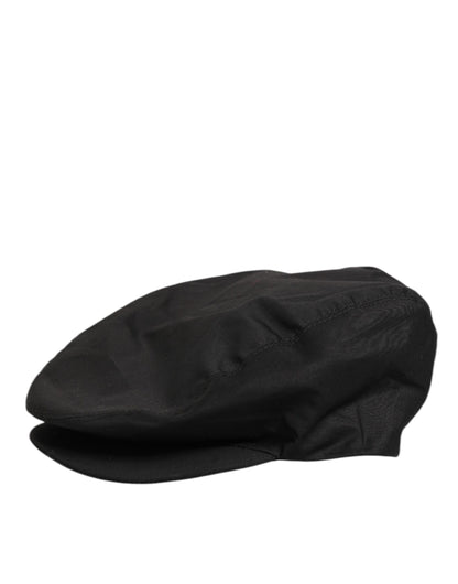 Black Cotton Stretch Newsboy Cloth Capello Hat