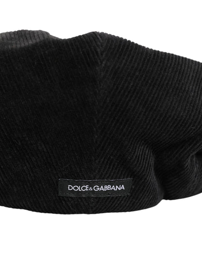 Black Cotton DG Logo Newsboy Cloth Capello Hat