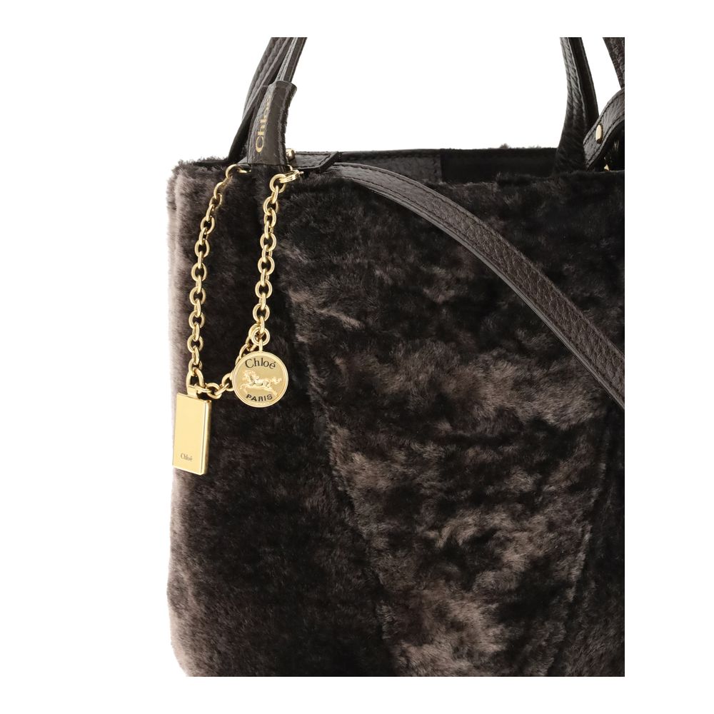 Shearling small Spin Tote Bag