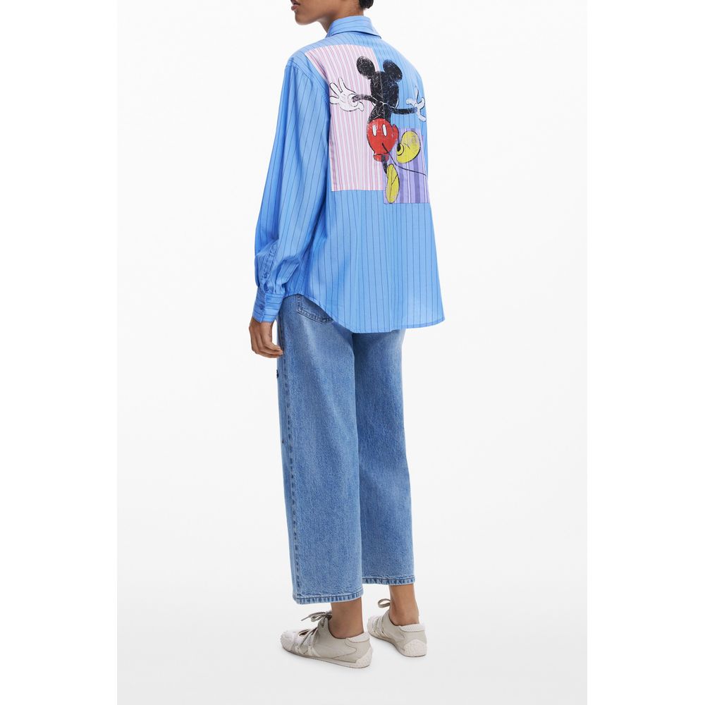 Blue Cotton Women Shirt