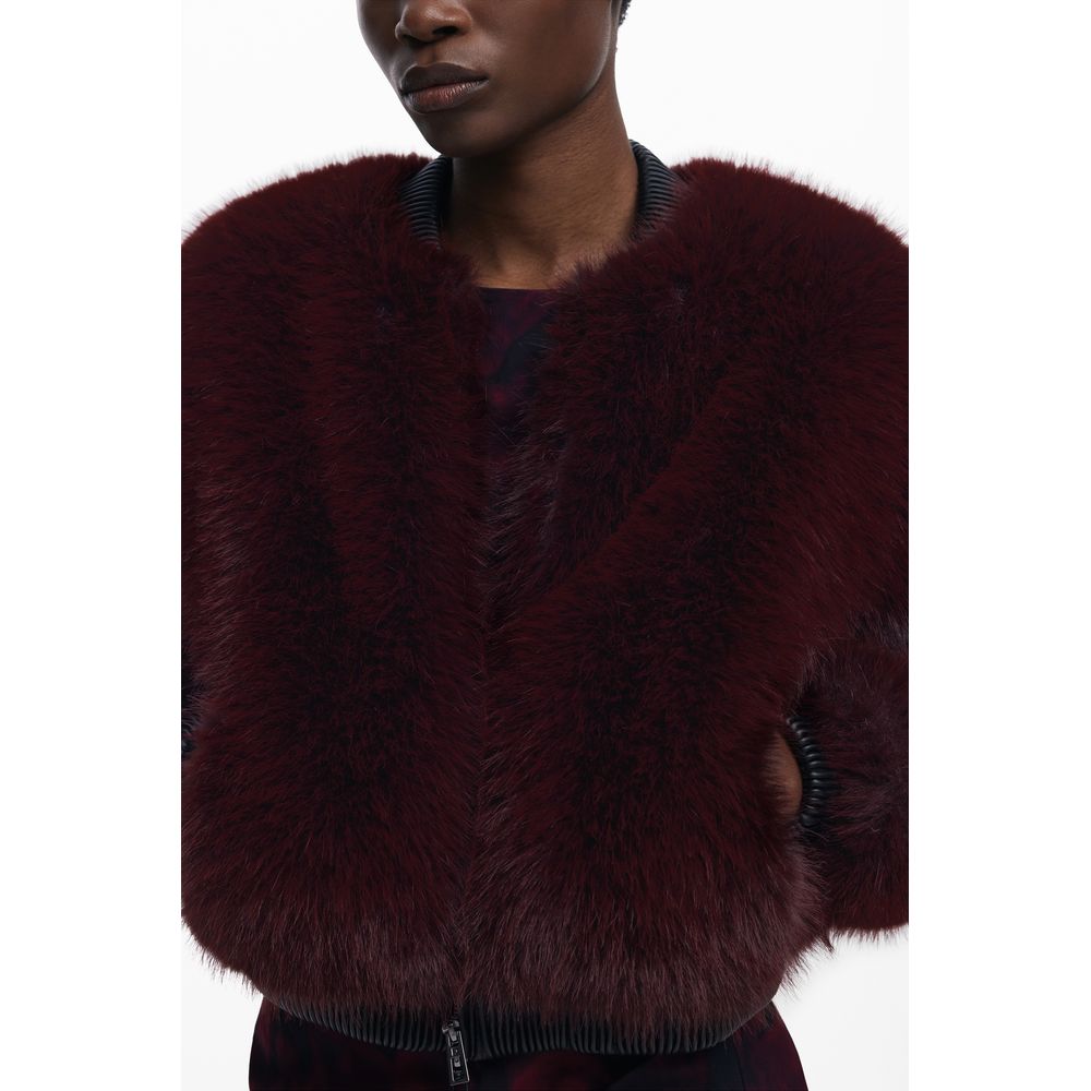 Red Polyester Women Jacket