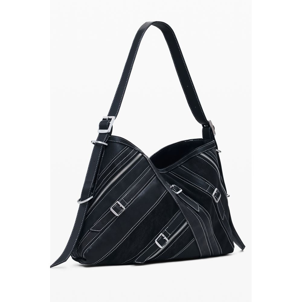 Black Polyethylene Women Handbag