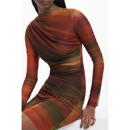 Orange Polyester Women Dress