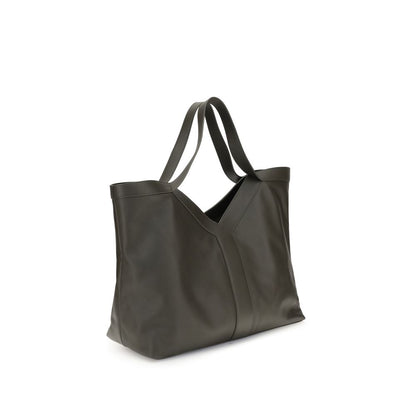 Oversized leather Y Tote Bag