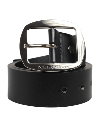 Black Leather Classic Metal Buckle Men Belt