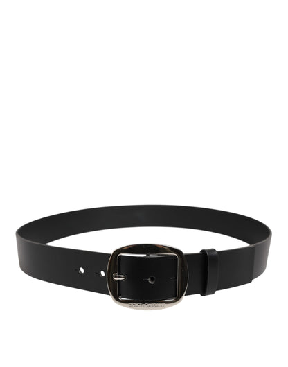Black Leather Classic Metal Buckle Men Belt