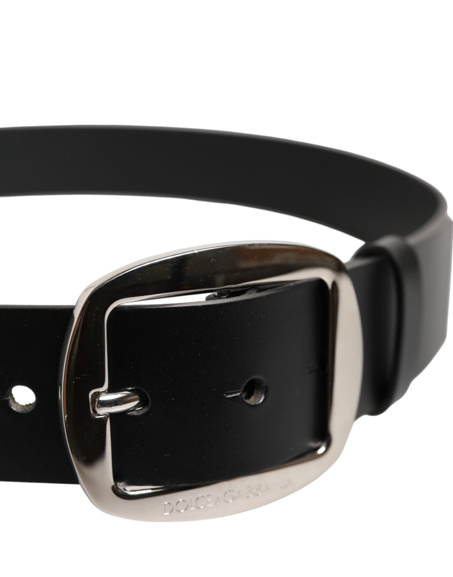 Black Leather Classic Metal Buckle Men Belt